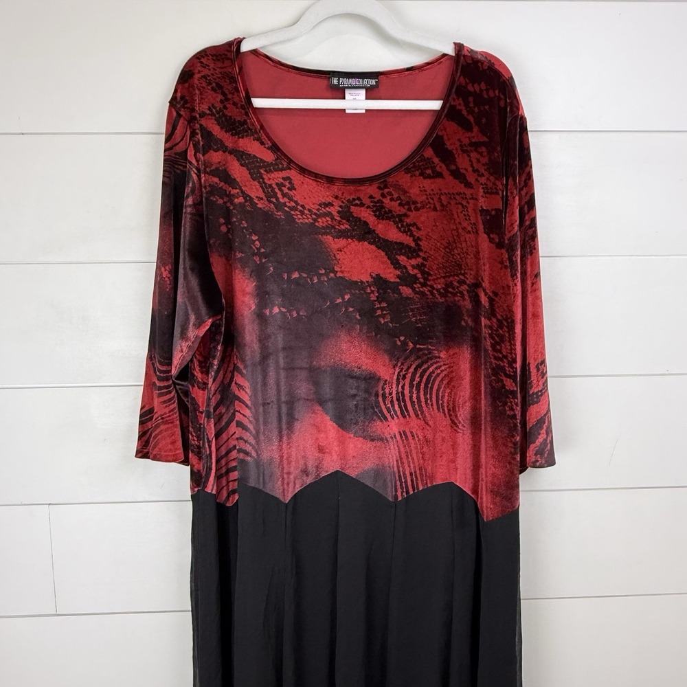 THE PYRAMID COLLECTION VELVET CHIFFON MIDI DRESS‎ Women 3X USA Gothic